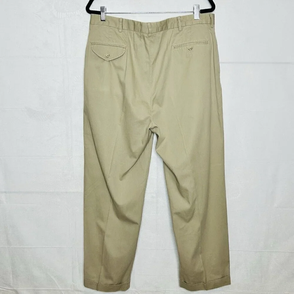 Polo Ralph Lauren Thin Corduroy Pleated Pants Men's Size 38x30 Tan Cuffed